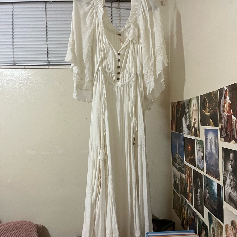 Boho White Free People Beach Bliss Maxi Dress